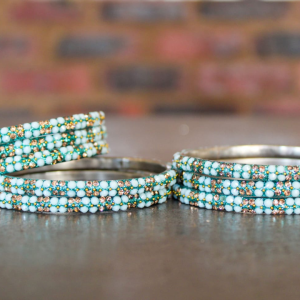 Bangles - Light Blue With Gold
