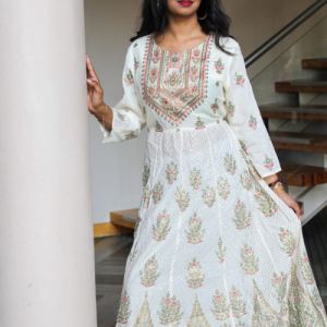 Dress - White Patterned