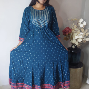 Dress - Blue Leaf Pattern
