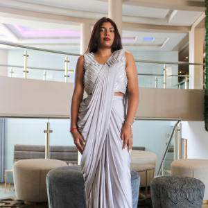 Ready Made Saree - Silver